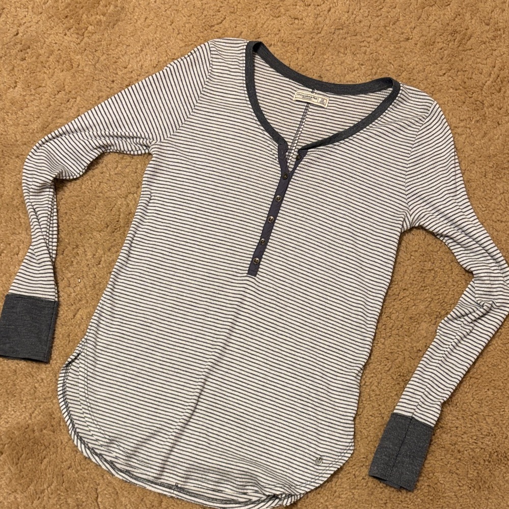 Abercrombie & Fitch Striped Long Sleeve Henley